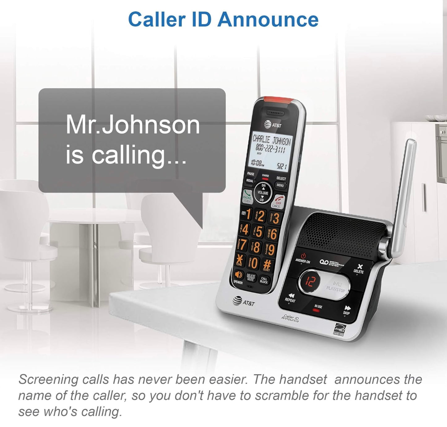 AT&T BL102-4 DECT6.0 4-Handset Cordless Phone with Answering Machine -...