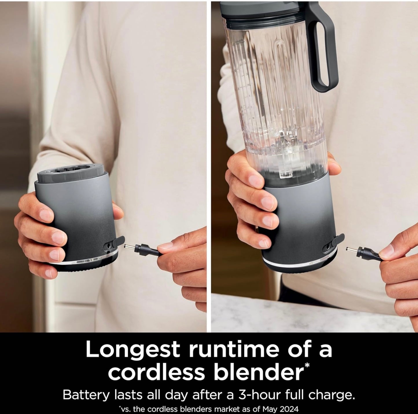 Ninja - BlastMax Portable Blender with 22oz Twist & Go Vessel - Cool Gray