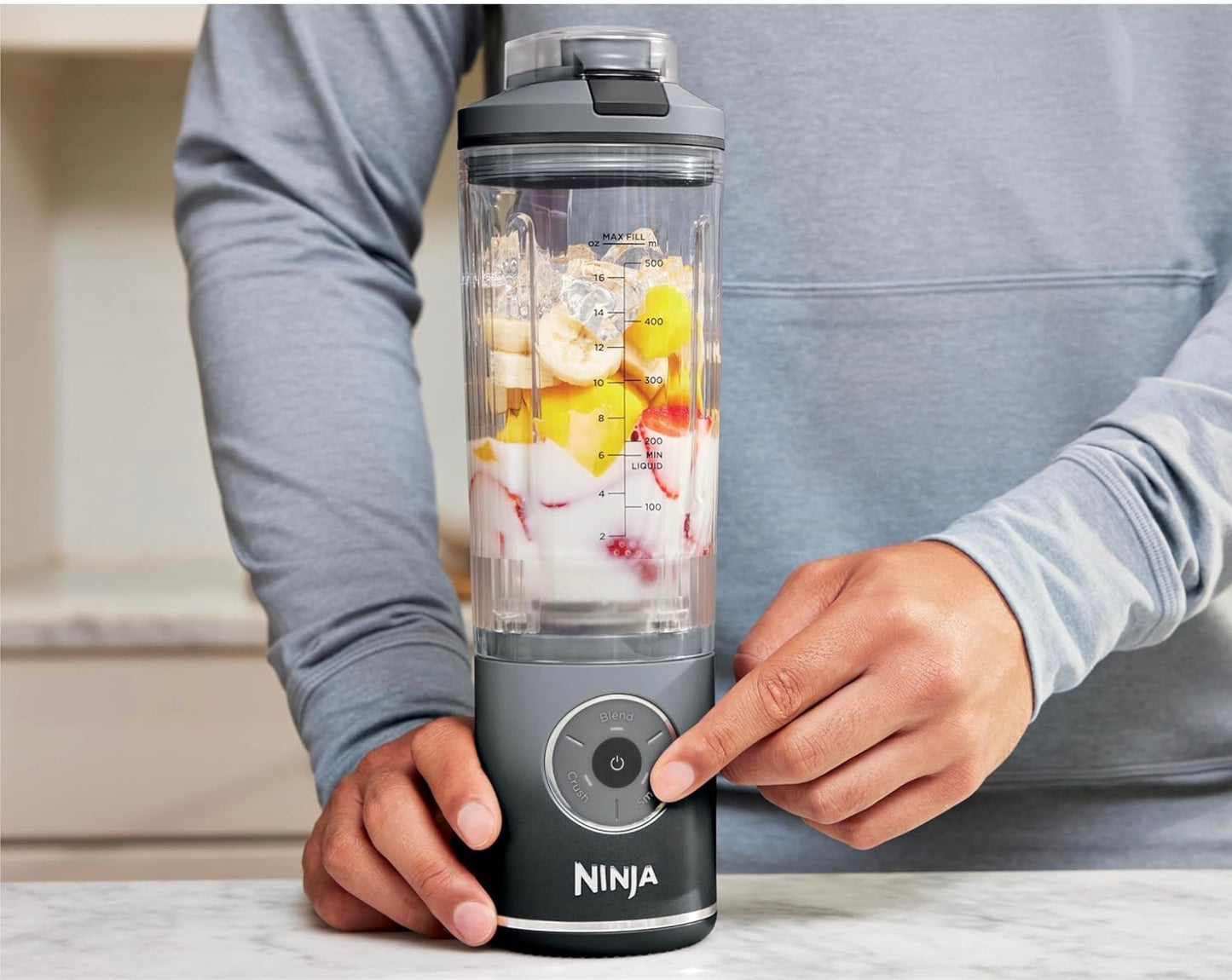 Ninja - BlastMax Portable Blender with 22oz Twist & Go Vessel - Cool Gray