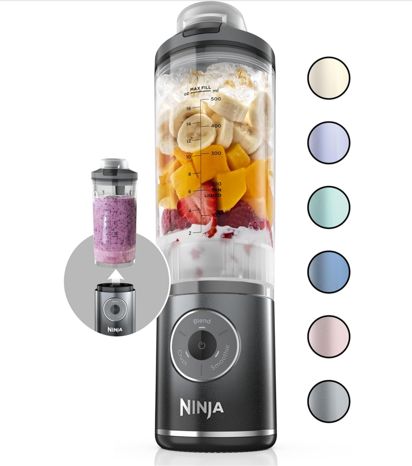 Ninja - BlastMax Portable Blender with 22oz Twist & Go Vessel - Cool Gray