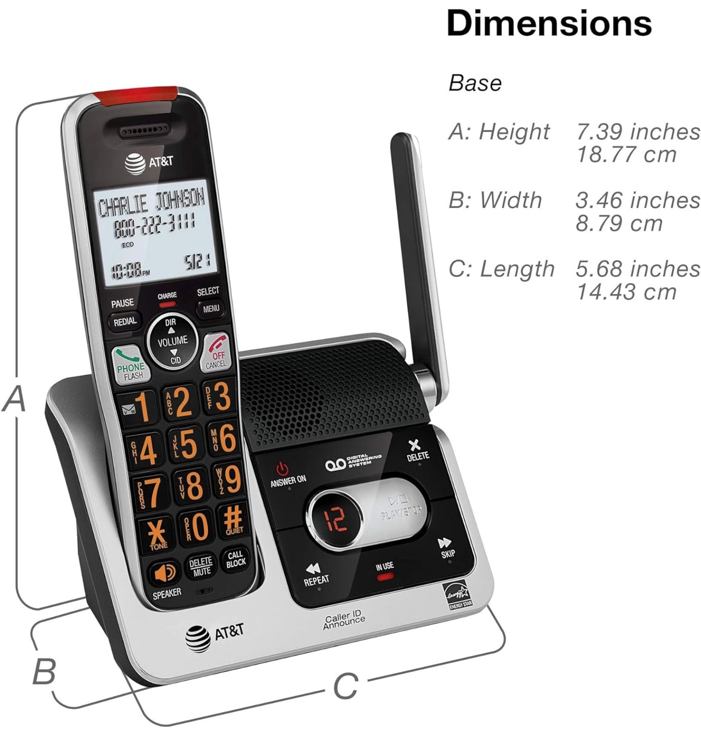 AT&T BL102-4 DECT6.0 4-Handset Cordless Phone with Answering Machine -...